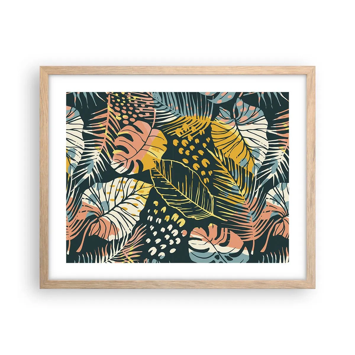 Póster en marco roble claro - Una frondosa fantasía - 50x40 cm