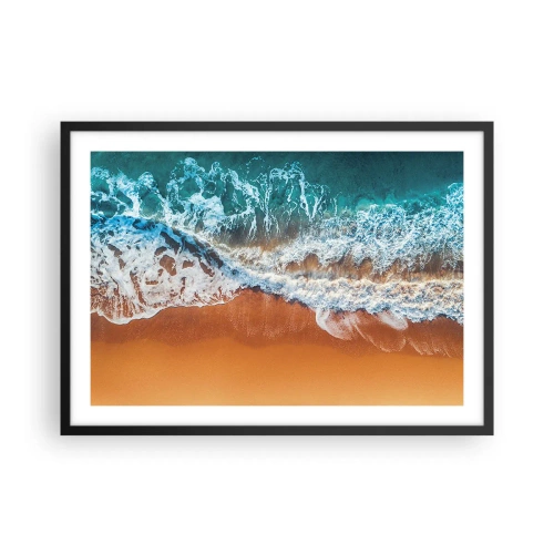 Póster en marco negro - Vista aérea de las olas del océano rompiendo en la orilla - 70x50cm - Siempre a la par - Decoración de pared moderna para salón y dormitorio ARTTOR