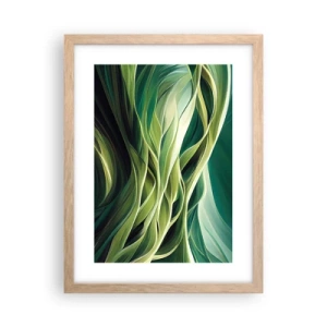 Póster en marco roble claro - Un juego abstracto de color verde - 30x40 cm
