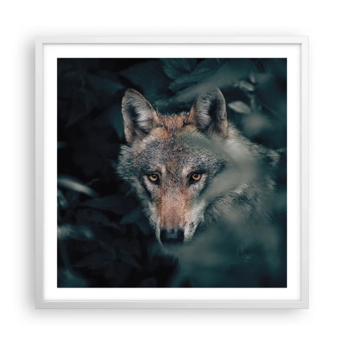 Póster en marco blanco - Cazador - 60x60 cm