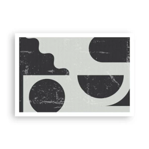 Póster - Patrones geométricos en tonos negros y grises. - 100x70cm - Composición arriba y abajo - Decoración de pared moderna para salón y dormitorio ARTTOR