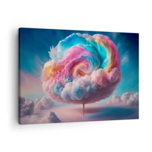 Cuadro sobre lienzo - Impresión de Imagen - Una nube en forma de espiral con colores pastel en el cielo. - 70x50cm - El sueño de un parque de atracciones - Decoración de pared moderna para salón y dormitorio ARTTOR