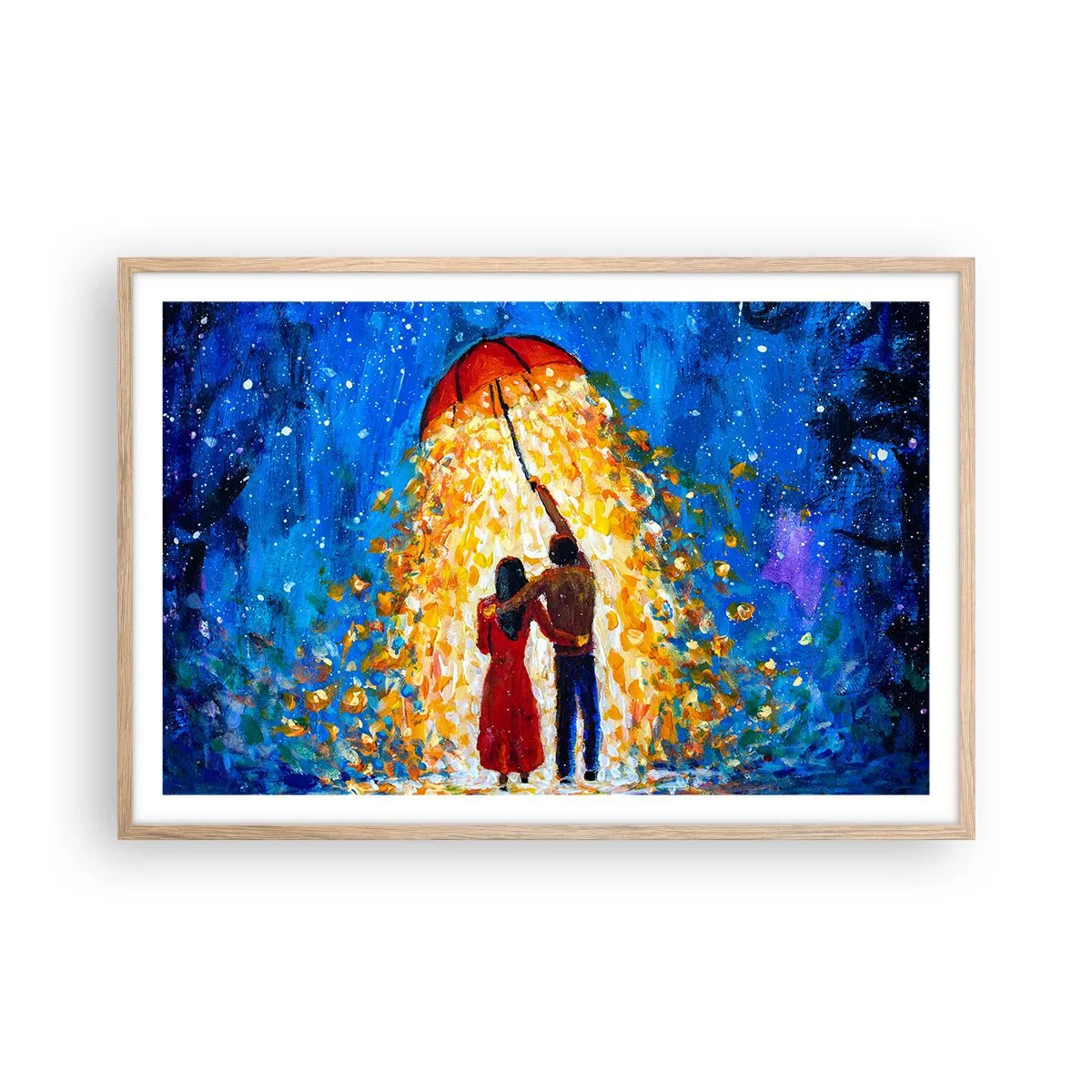 Póster en marco roble claro - La magia de una tarde lluviosa - 91x61 cm