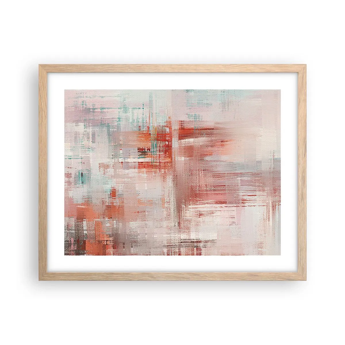 Póster en marco roble claro - Niebla rosa - 50x40 cm