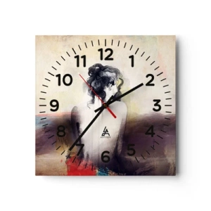 Reloj de pared - Reloj de vidrio - Líneas suaves, formas ovaladas - 40x40 cm