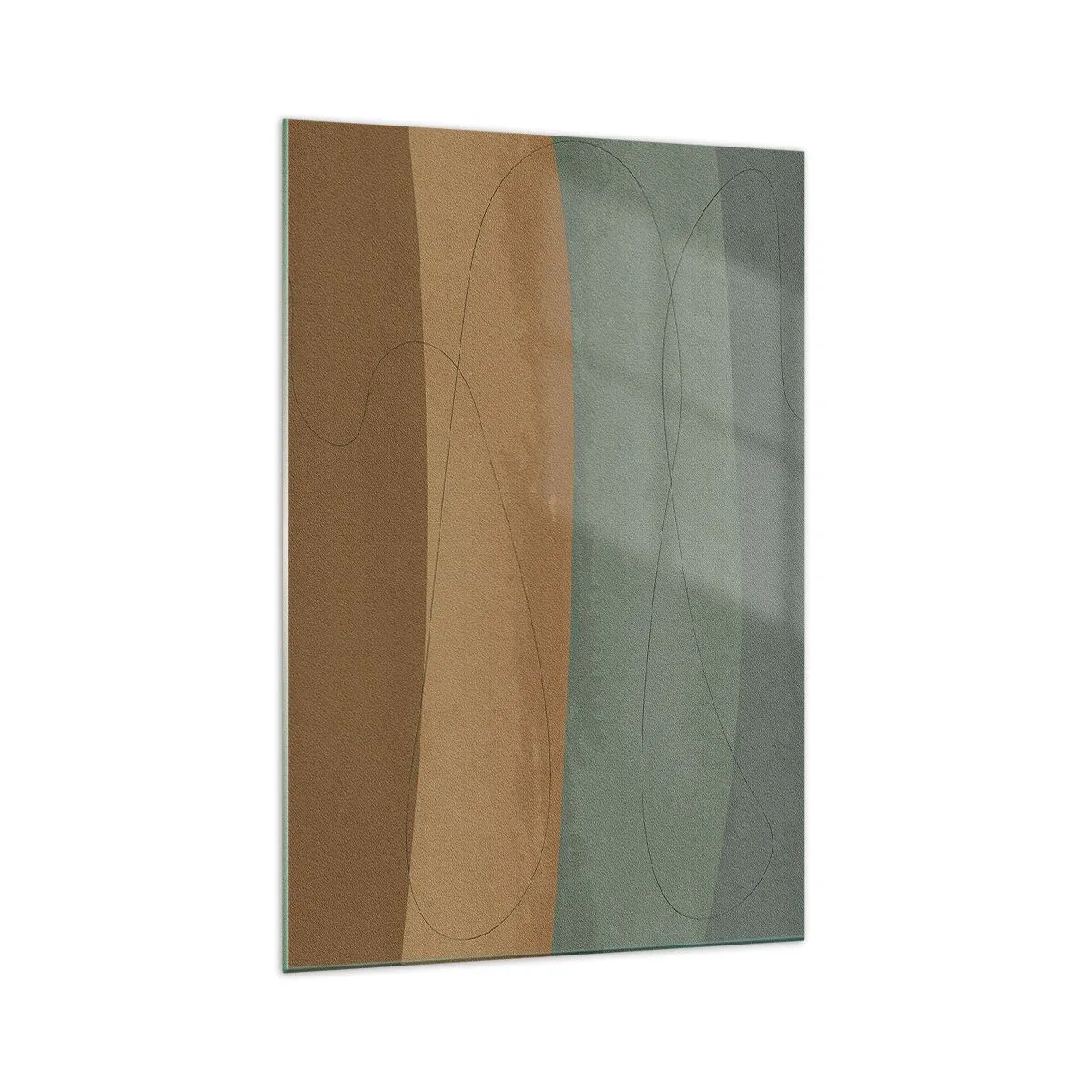 Cuadro sobre vidrio - Impresiones sobre Vidrio - Composición abstracta en tonos tierra naturales. - 70x100cm - Composición horizontal - Decoración de pared moderna para salón y dormitorio ARTTOR