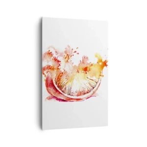 Cuadro sobre lienzo - Impresión de Imagen - Una rodaja de pomelo de acuarela en colores vibrantes. - 80x120cm - Jugoso refresco - Decoración de pared moderna para salón y dormitorio ARTTOR