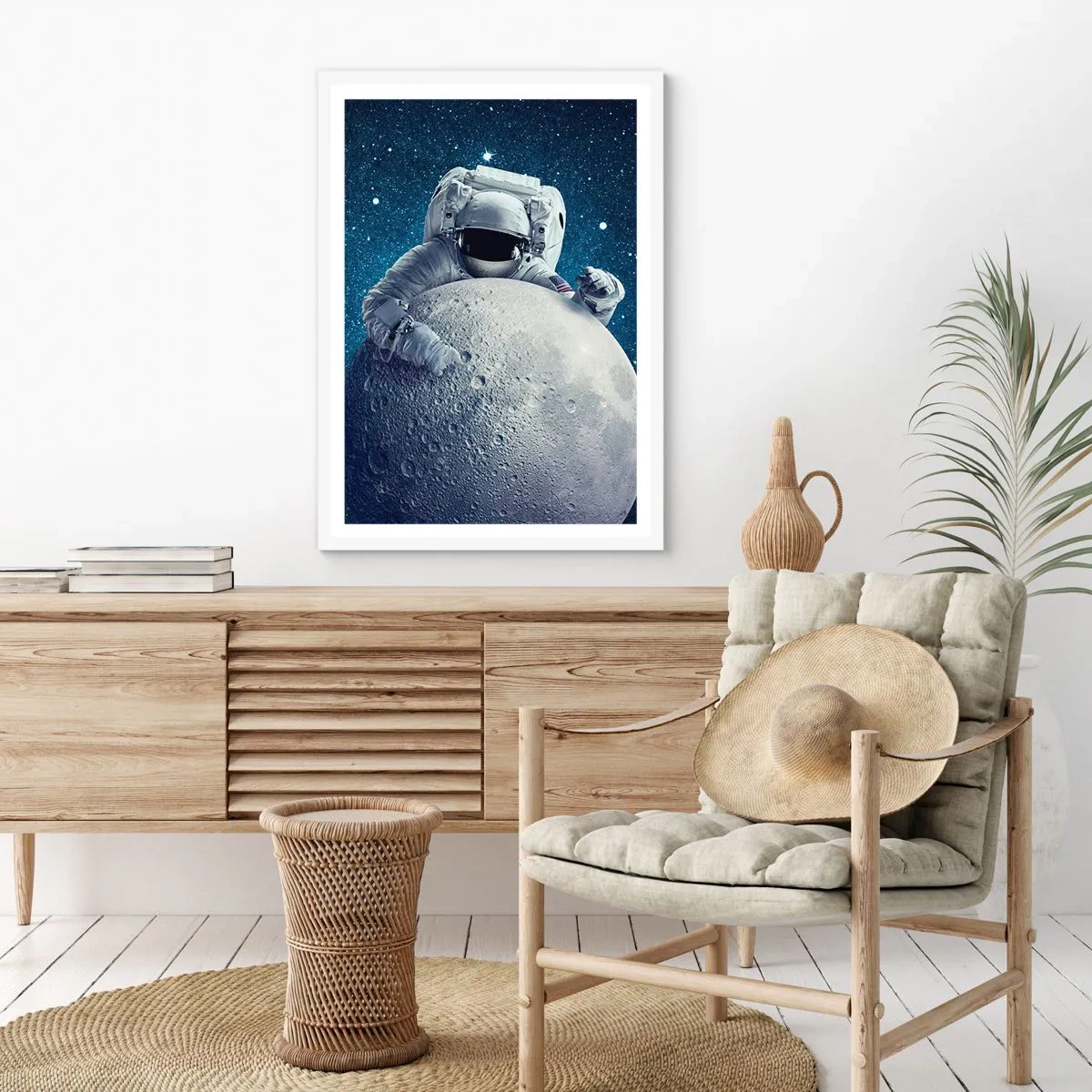 Póster en marco blanco - Bromista espacial - 70x100 cm