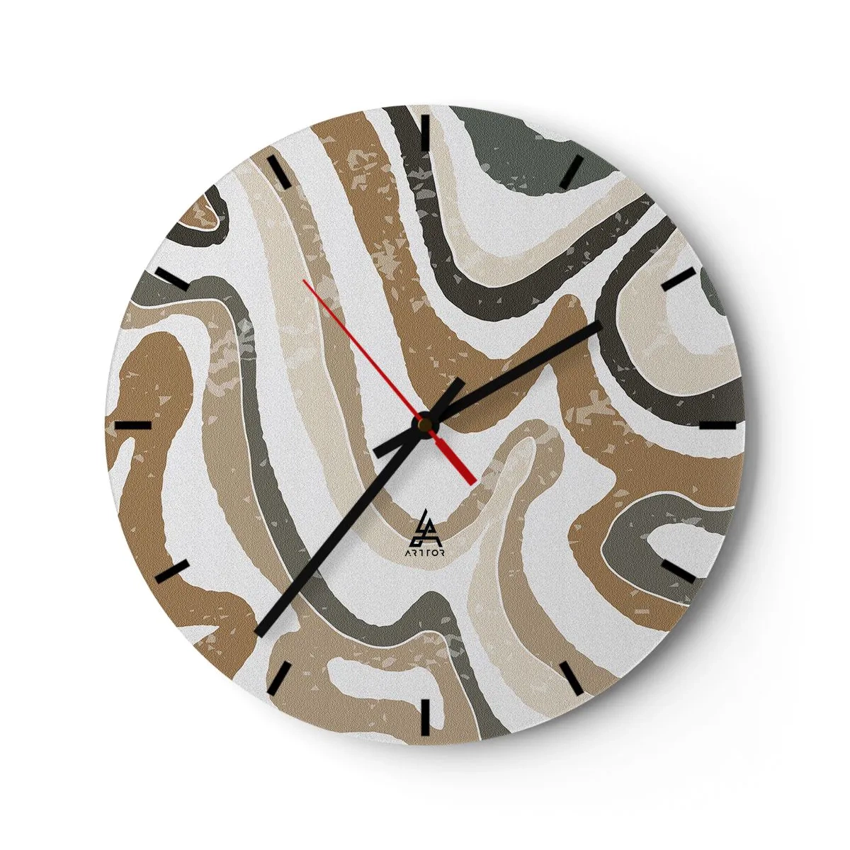 Reloj de pared - Reloj de vidrio - Meandros de colores terrosos - 40x40 cm