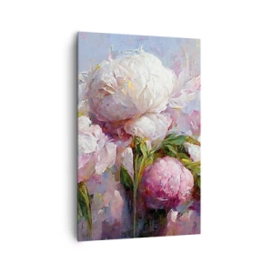 Cuadro sobre lienzo - Impresión de Imagen - Flores de peonía románticas en colores pastel. - 80x120cm - Un ramo rebosante de vida - Decoración de pared moderna para salón y dormitorio ARTTOR