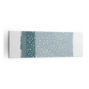 Cuadro sobre lienzo - Impresión de Imagen - Una pintura minimalista en tonos azules con puntos. - 160x50cm - Creación sobre azul - Decoración de pared moderna para salón y dormitorio ARTTOR