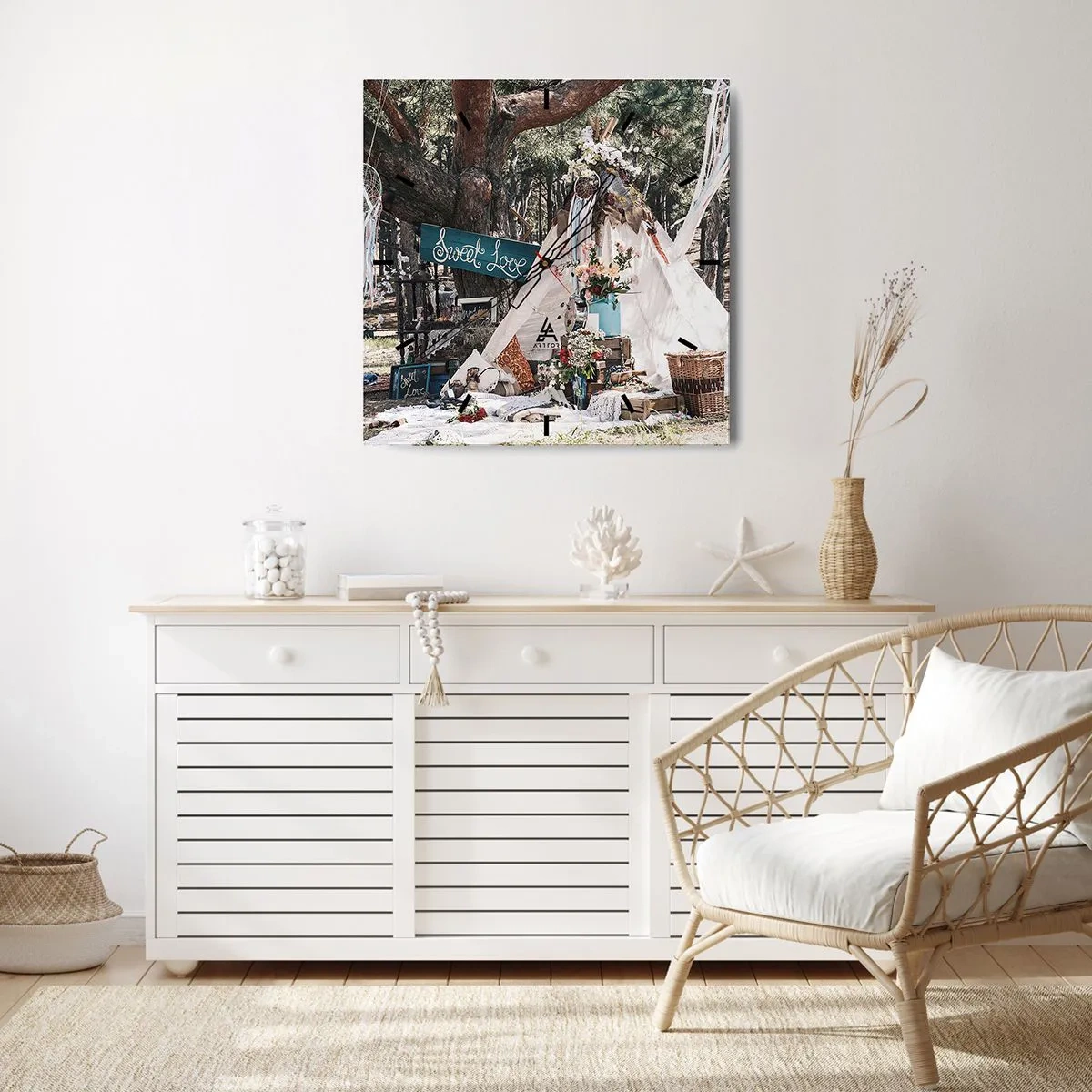 Reloj de pared - Reloj de vidrio - Amor exótico - 40x40 cm