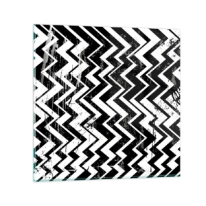 Cuadro sobre vidrio - Impresiones sobre Vidrio - Zig-blanco, zag-negro - 60x60 cm