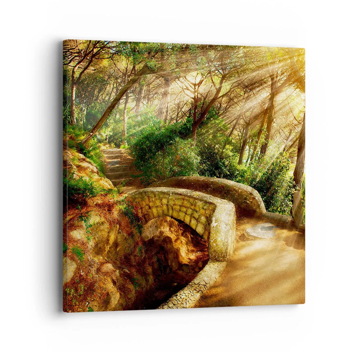 Cuadro sobre lienzo - Impresión de Imagen - Directamente desde el puente hacia el bosque de las hadas - 40x40 cm