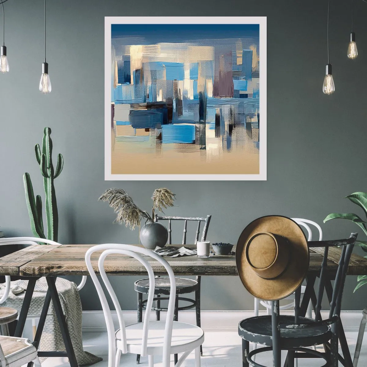 Póster - Construcción azul - 30x30 cm