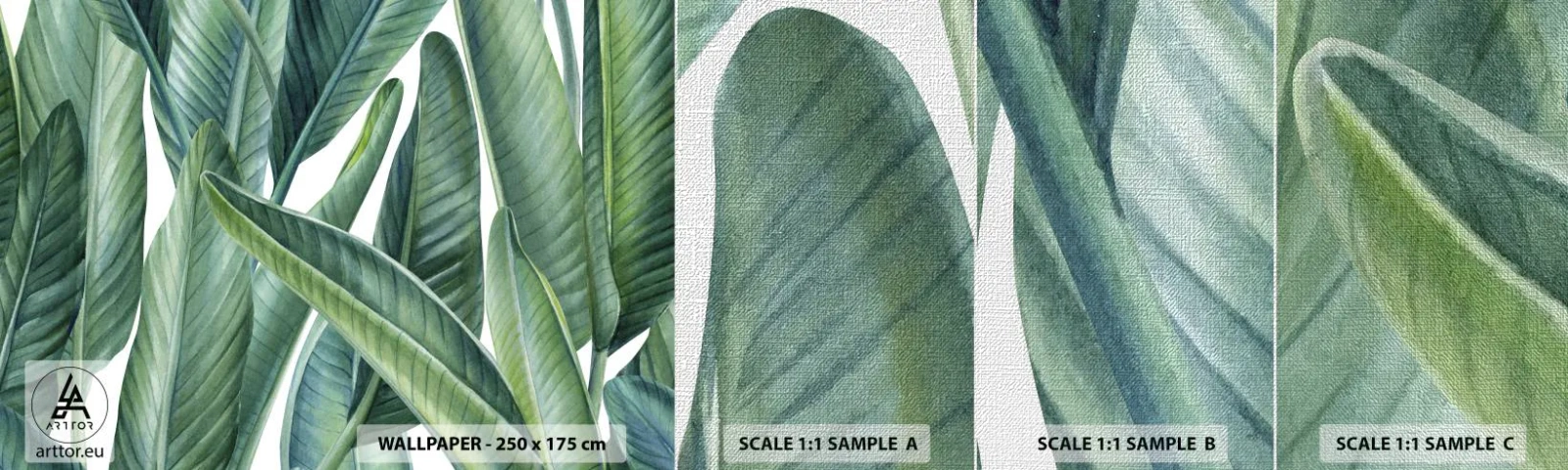 Muestra de fotomural Premium Canvas - Vegetación en estado puro - Hojas verdes, planta tropical, Naturaleza - 100x30 cm