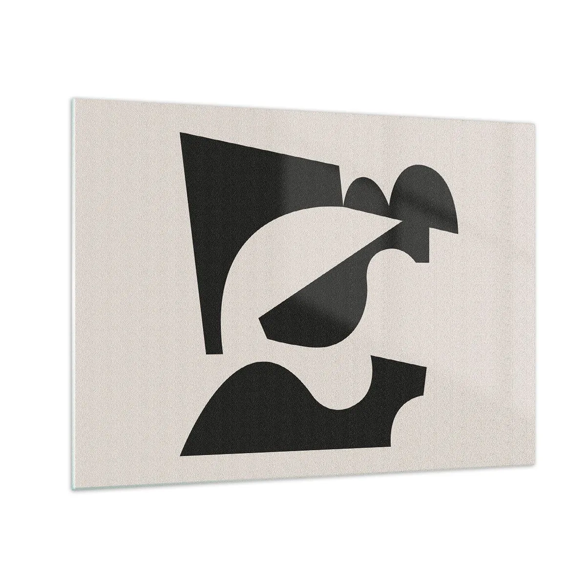 Cuadro sobre vidrio - Impresiones sobre Vidrio - Composición geométrica abstracta en blanco y negro - 70x50cm - Para automontaje - Decoración de pared moderna para salón y dormitorio ARTTOR