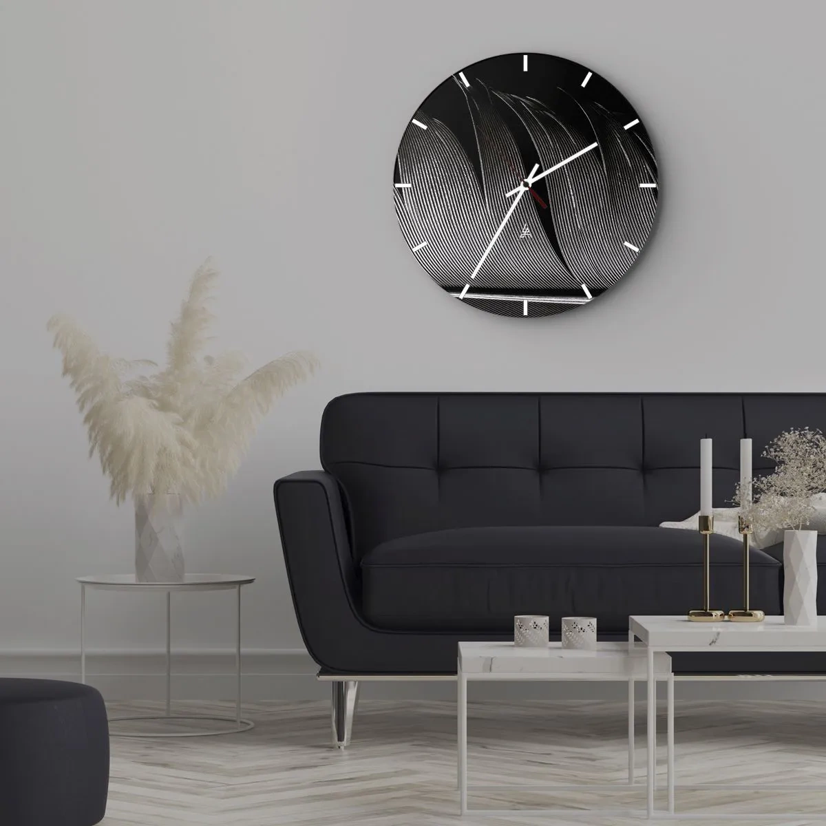 Reloj de pared - Reloj de vidrio - Pluma - una construcción maravillosa - 40x40 cm