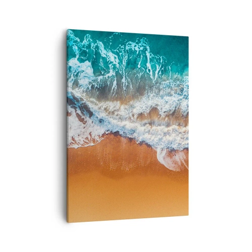 Cuadro sobre lienzo - Impresión de Imagen - Vista aérea de las olas del océano rompiendo en la orilla - 50x70cm - Siempre a la par - Decoración de pared moderna para salón y dormitorio ARTTOR