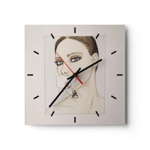 Reloj de pared - Reloj de vidrio - Retrato de una mujer con una orquídea en colores delicados. - 30x30cm - Elegancia y belleza - Decoración de pared moderna para salón y dormitorio ARTTOR