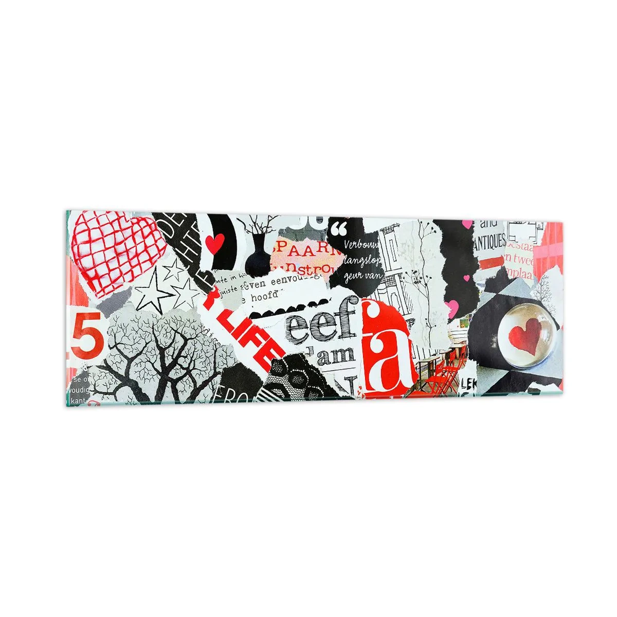 Cuadro sobre vidrio - Impresiones sobre Vidrio - Collage hipster - 90x30 cm