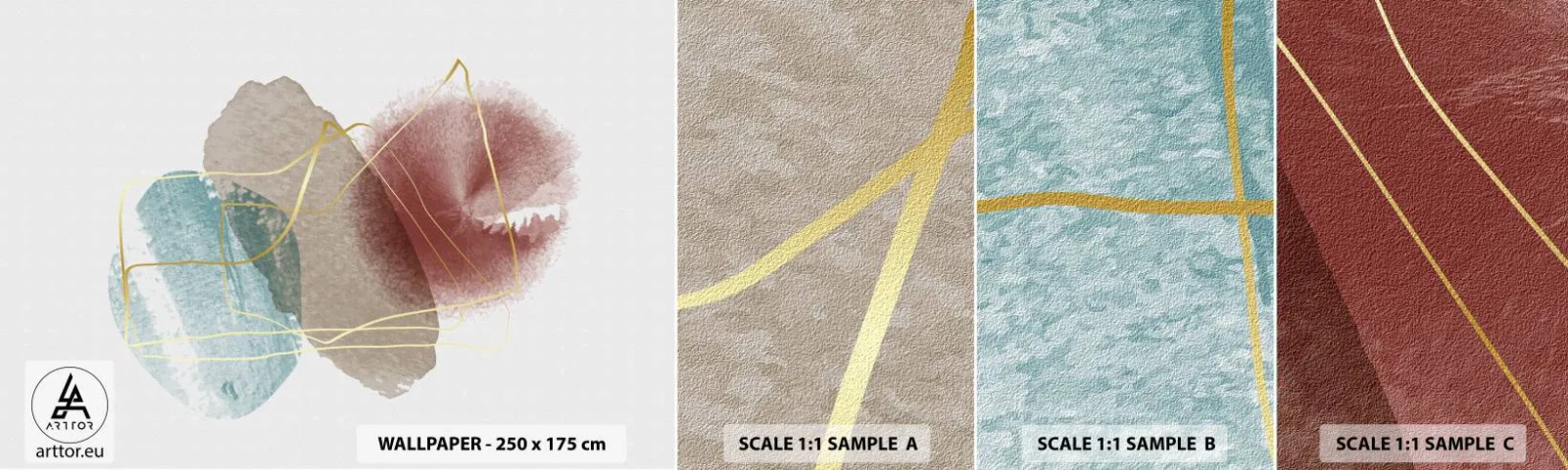 Muestra de fotomural autoadhesivo Deluxe Sticker - Abstracción coral del espacio - Abstracción, Pedazo, Patrón moderno - 100x30 cm