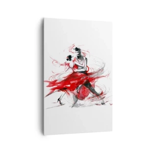 Cuadro sobre lienzo - Impresión de Imagen - Bailarines en un baile dinámico con acentos rojos. - 80x120cm - El tango: el ritmo de la pasión - Decoración de pared moderna para salón y dormitorio ARTTOR