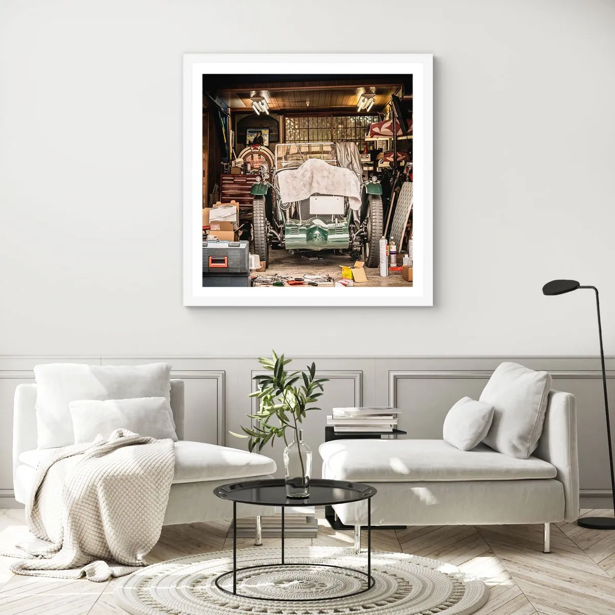 Póster en marco blanco - Volver al pasado - 40x40 cm