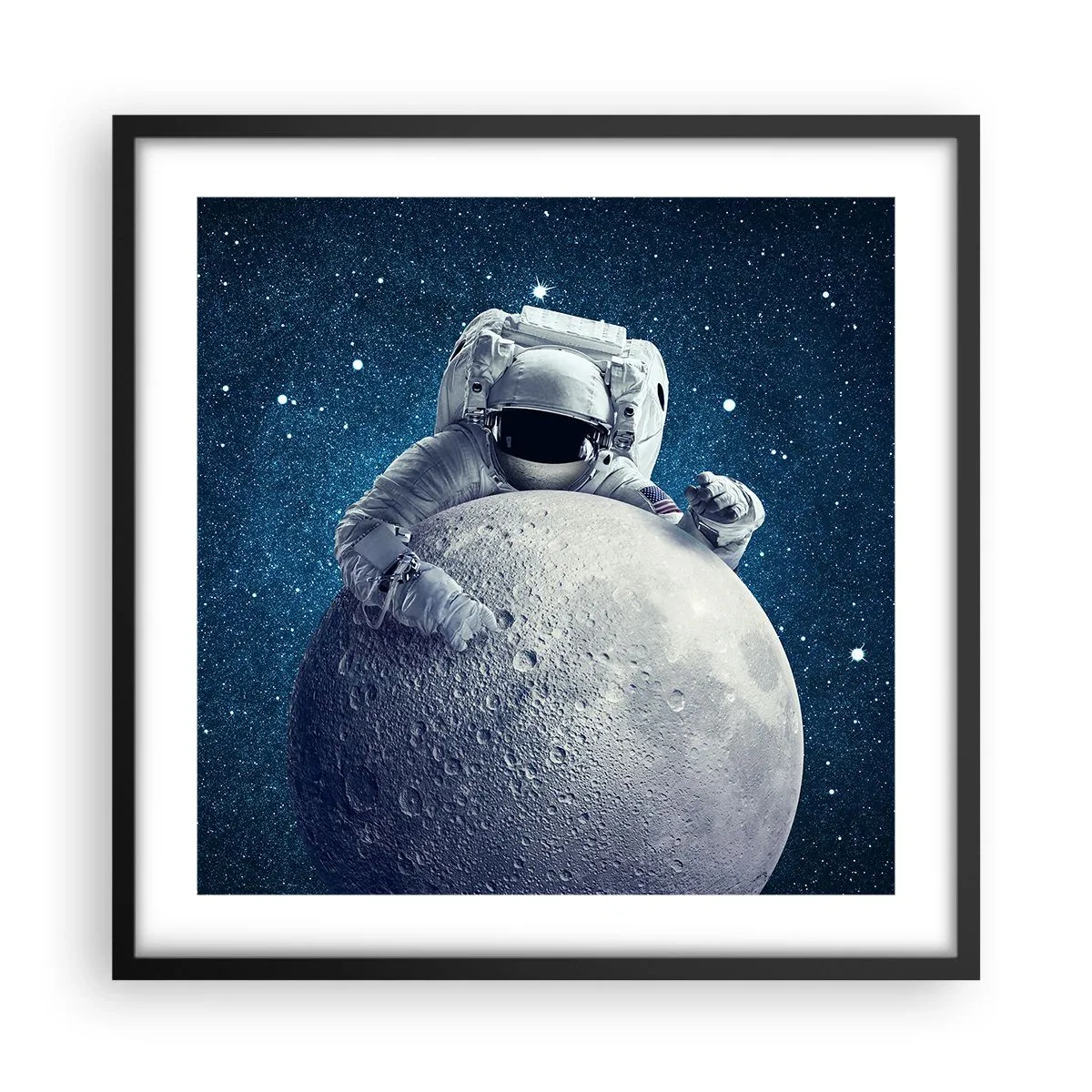 Póster en marco negro - Bromista espacial - 50x50 cm
