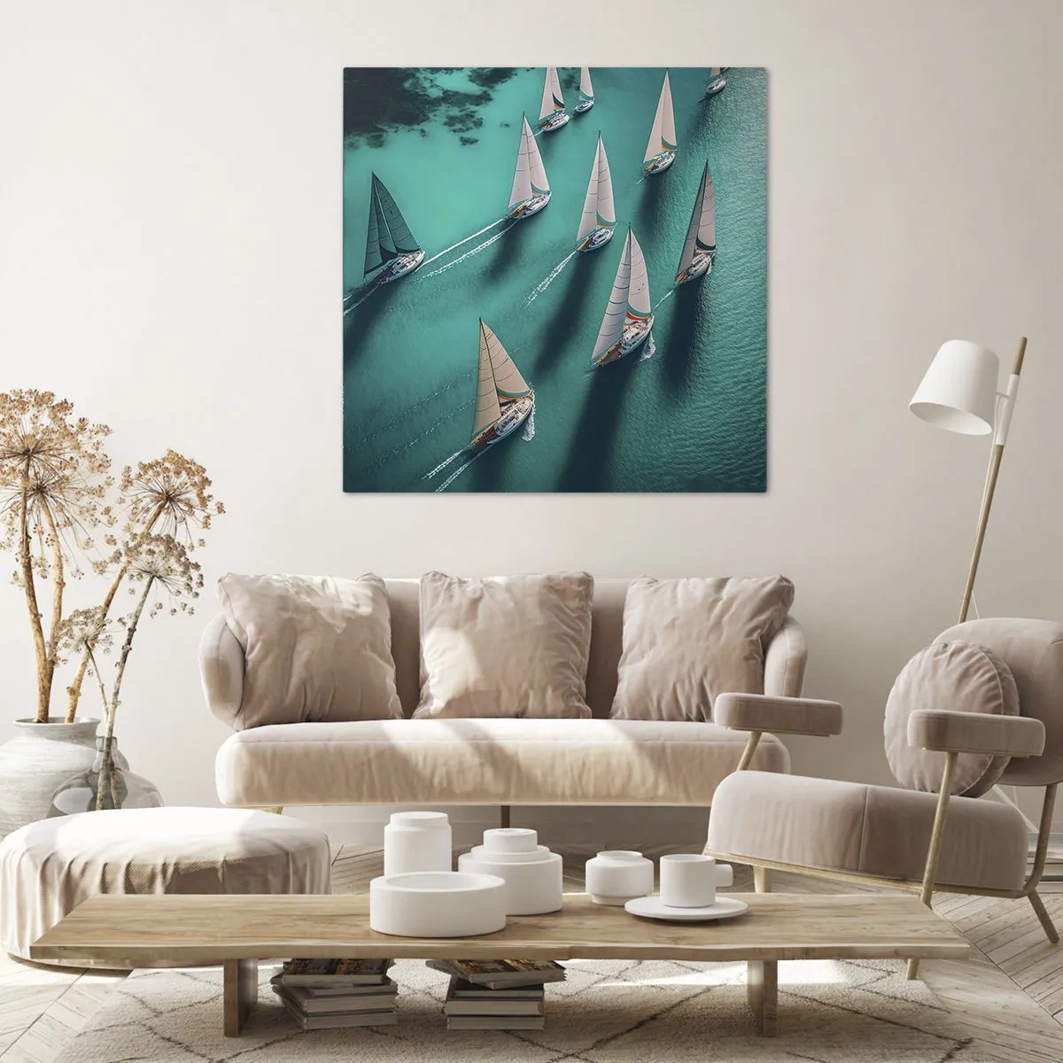 Cuadro sobre lienzo - Impresión de Imagen - En competición con el viento - 50x50 cm