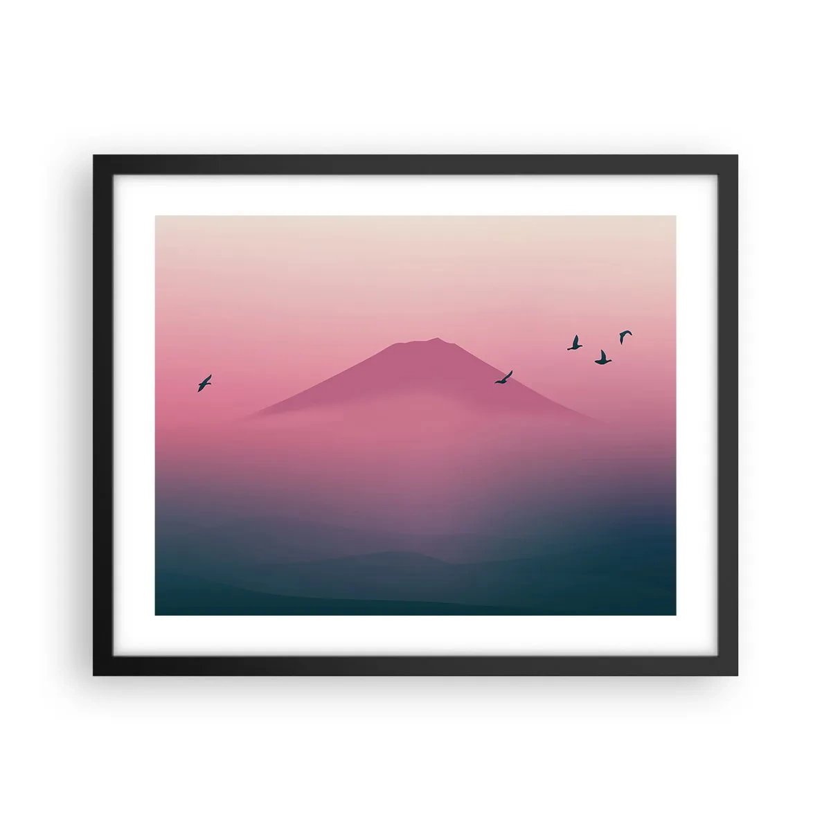 Póster en marco negro - Sobre las nubes - 50x40 cm