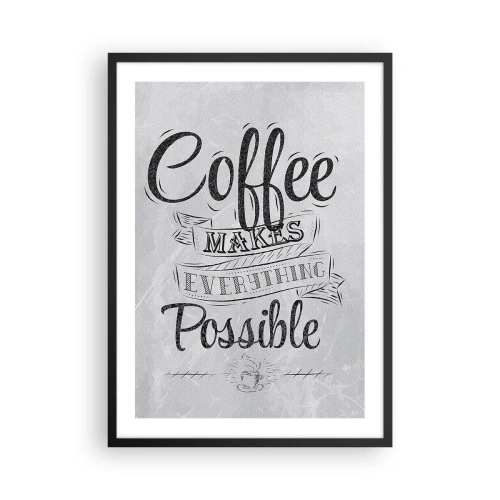 Póster en marco negro - Cartel motivacional sobre el café - 50x70cm - ¿Cómo no amar el café? - Decoración de pared moderna para salón y dormitorio ARTTOR