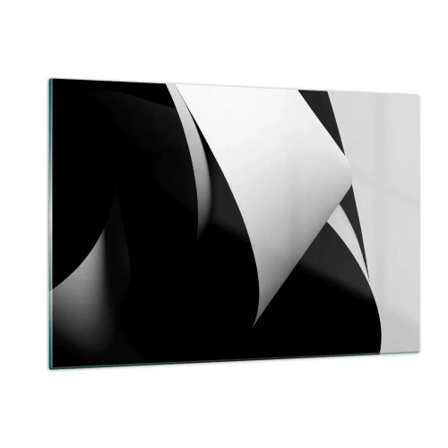 Cuadro sobre vidrio - Impresiones sobre Vidrio - Una composición minimalista con planos en blanco y negro. - 120x80cm - Planos de luz desde las profundidades de la sombra - Decoración de pared moderna para salón y dormitorio ARTTOR