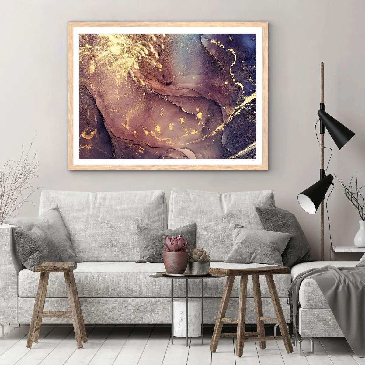 Póster en marco roble claro - Materia y espíritu - 100x70 cm