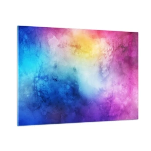 Cuadro sobre vidrio - Impresiones sobre Vidrio - Composición abstracta en colores del arco iris con efecto acuarela. - 100x70cm - Casi en el séptimo cielo - Decoración de pared moderna para salón y dormitorio ARTTOR