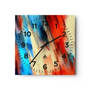 Reloj de pared - Reloj de vidrio - Una cascada de colores - 40x40 cm