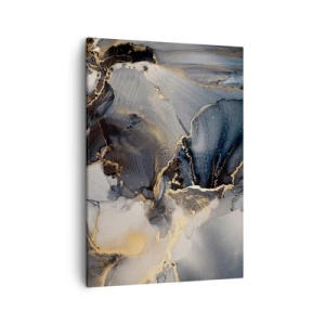 Cuadro sobre lienzo - Impresión de Imagen - Oro abstracto y gris sobre lienzo - 50x70cm - La vida de una piedra - Decoración de pared moderna para salón y dormitorio ARTTOR