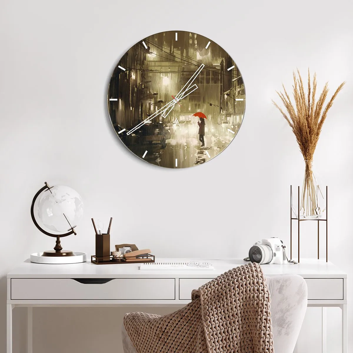 Reloj de pared - Reloj de vidrio - Soledad en la urbe - 40x40 cm
