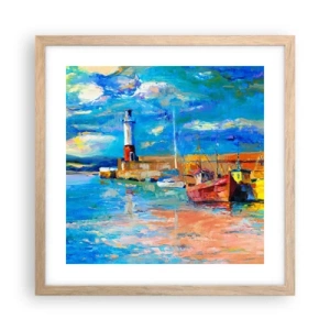 Póster en marco roble claro - Tarde en la bahía del arco iris - 40x40 cm