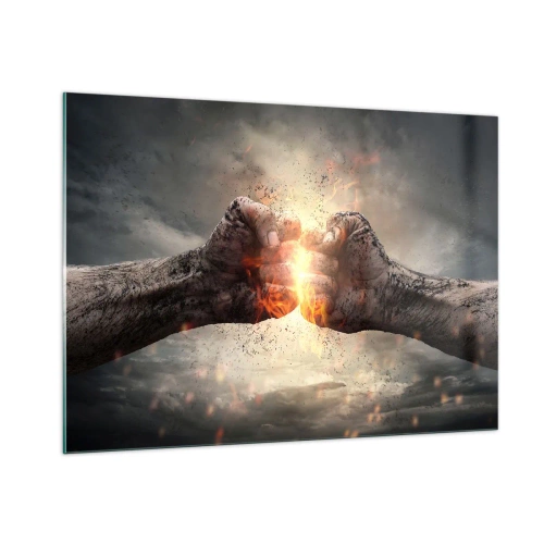 Cuadro sobre vidrio - Impresiones sobre Vidrio - Enfréntate a la lucha - 100x70cm - La lucha comienza - Decoración de pared moderna para salón y dormitorio ARTTOR
