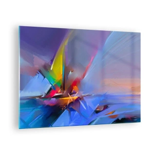Cuadro sobre vidrio - Impresiones sobre Vidrio - Hélices abstractas en colores vibrantes contra un cielo pastel - 70x50cm - Como un pájaro - Decoración de pared moderna para salón y dormitorio ARTTOR