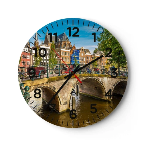 Reloj de pared - Reloj de vidrio - Primavera en el canal - 30x30 cm