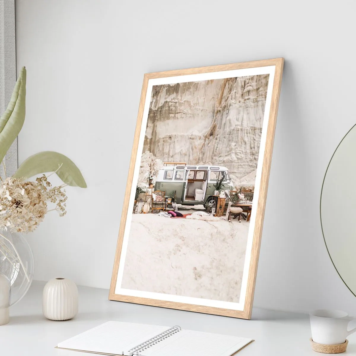 Póster en marco roble claro - Hora de empezar el viaje - 50x70 cm