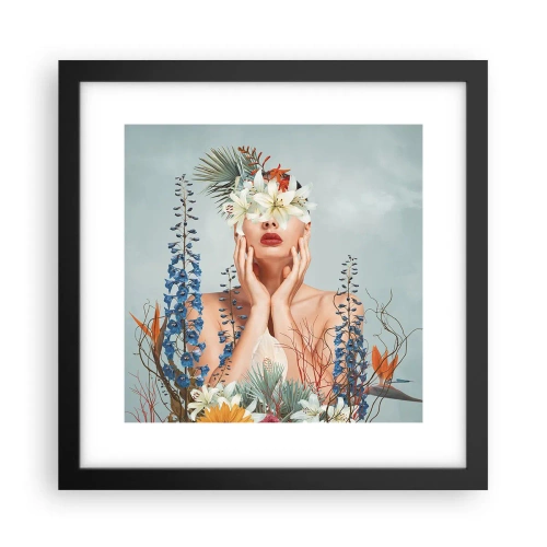 Póster en marco negro - Mujer-flor - 30x30 cm