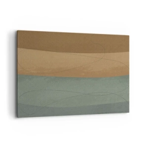 Cuadro sobre lienzo - Impresión de Imagen - Composición abstracta en tonos tierra naturales. - 100x70cm - Composición horizontal - Decoración de pared moderna para salón y dormitorio ARTTOR
