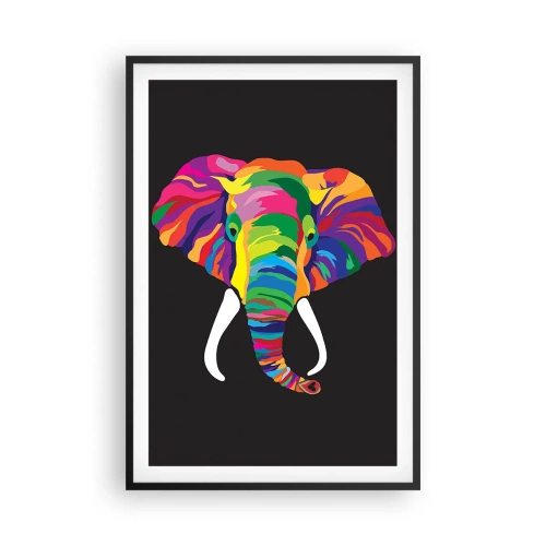 Póster en marco negro - El elefante al que le gustaba bañarse en el arco iris - 61x91 cm
