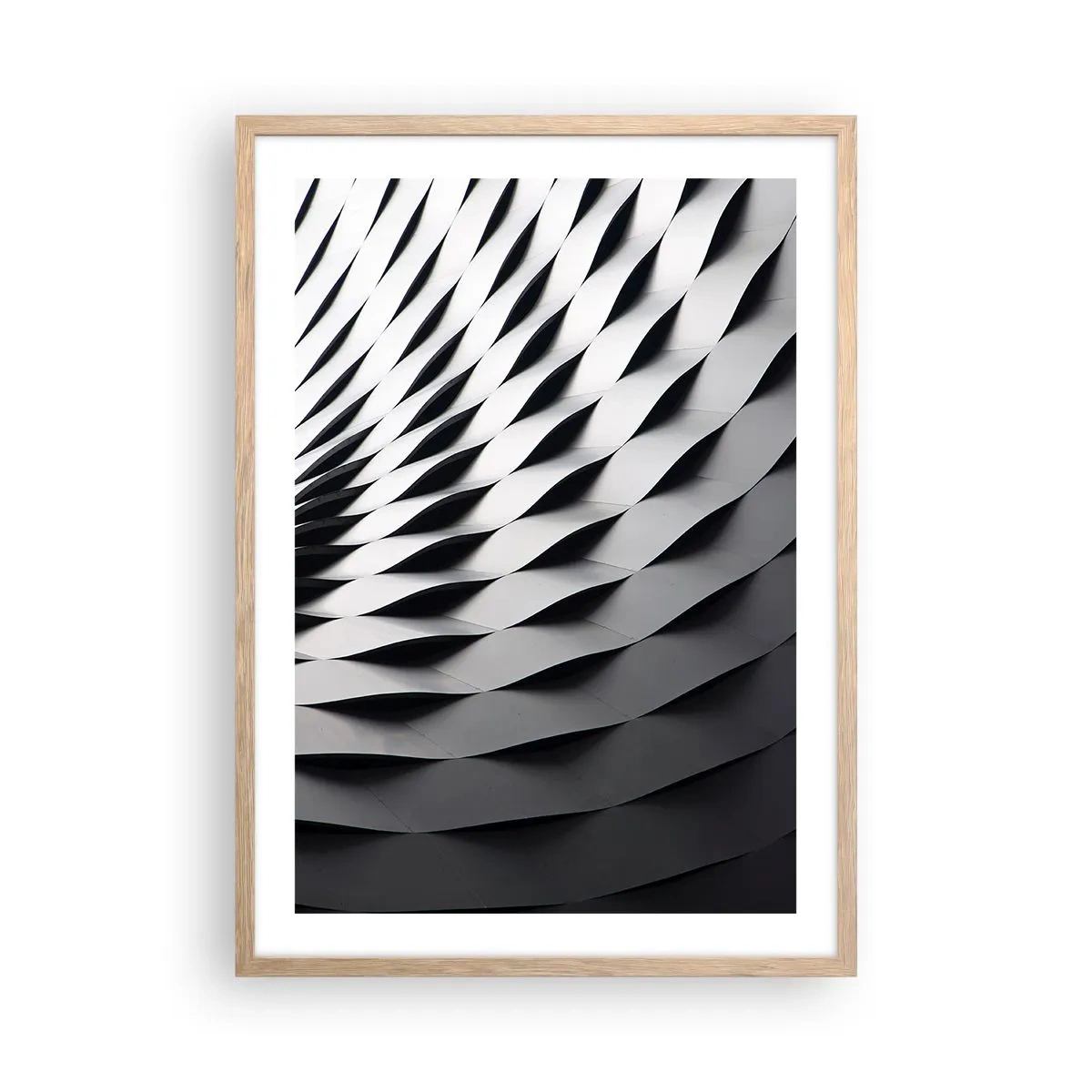 Póster en marco roble claro - En la superficie de las ondas - 50x70 cm
