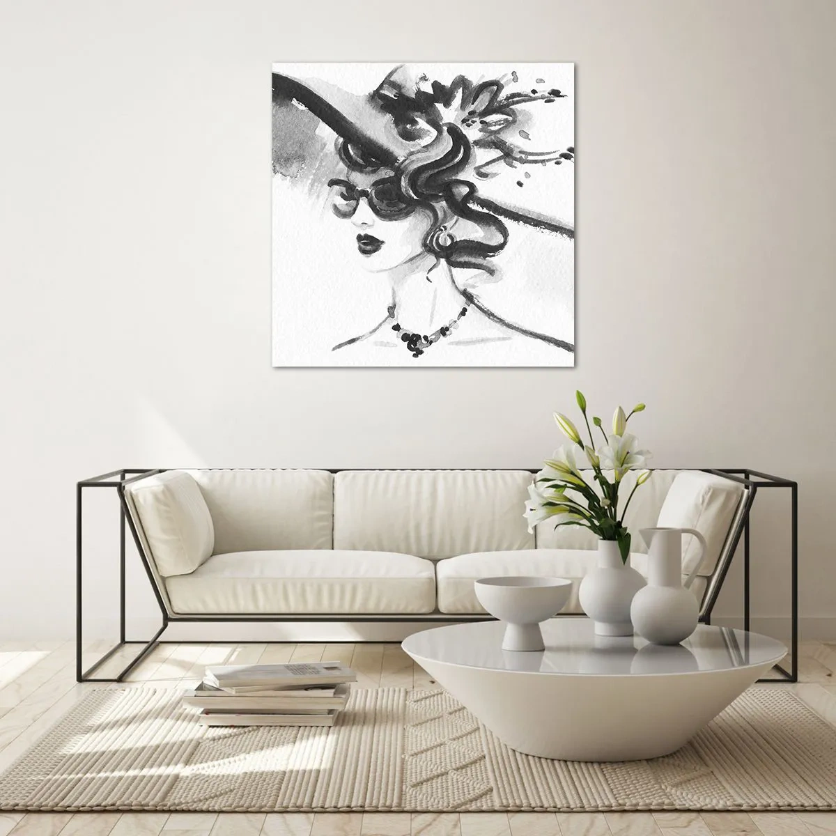 Cuadro sobre vidrio - Impresiones sobre Vidrio - Una dama con carácter - 70x70 cm