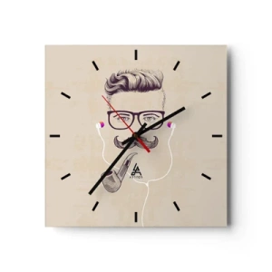 Reloj de pared - Reloj de vidrio - Moda masculina - 40x40 cm