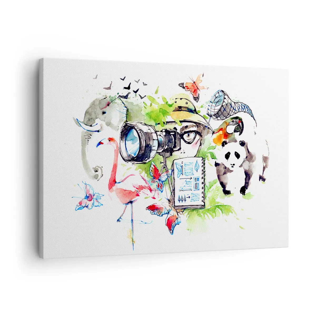 Cuadro sobre lienzo - Impresión de Imagen - Gráficos coloridos con temas de naturaleza y safari. - 70x50cm - En la objetivo de un viajero - Decoración de pared moderna para salón y dormitorio ARTTOR